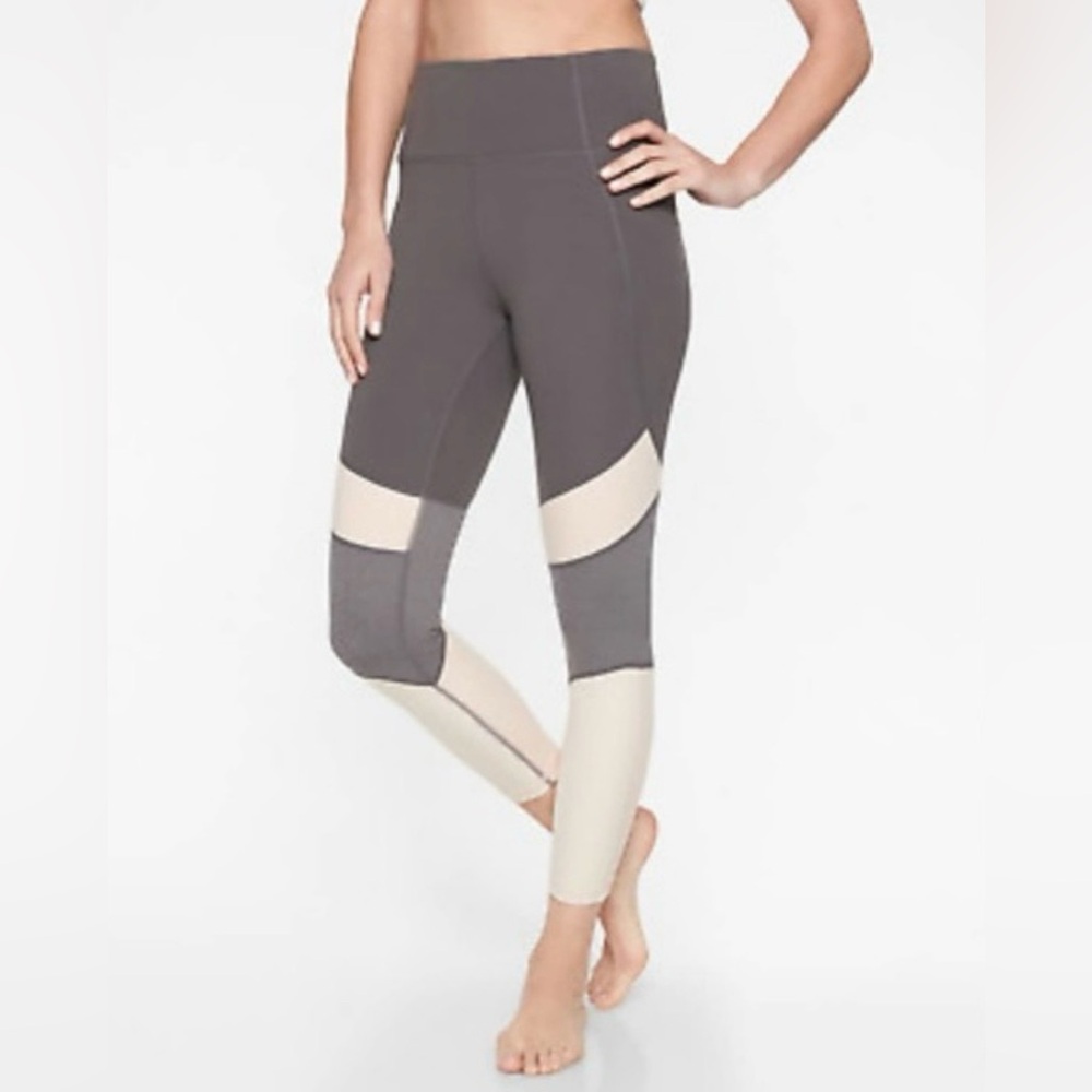 Athleta Women’s Salutation Color Block 7/8 High-Rise Gray/Pink Pants / Size XS